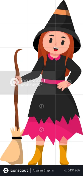 Little Girl with Halloween Costume  Illustration