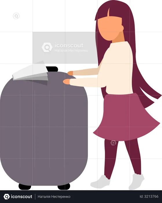 Little girl with luggage  Illustration