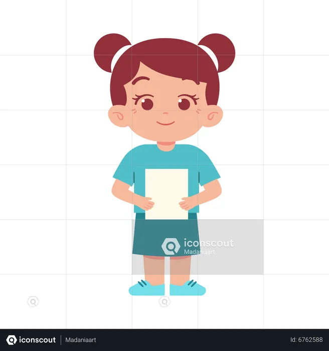 Little Girl with paper  Illustration