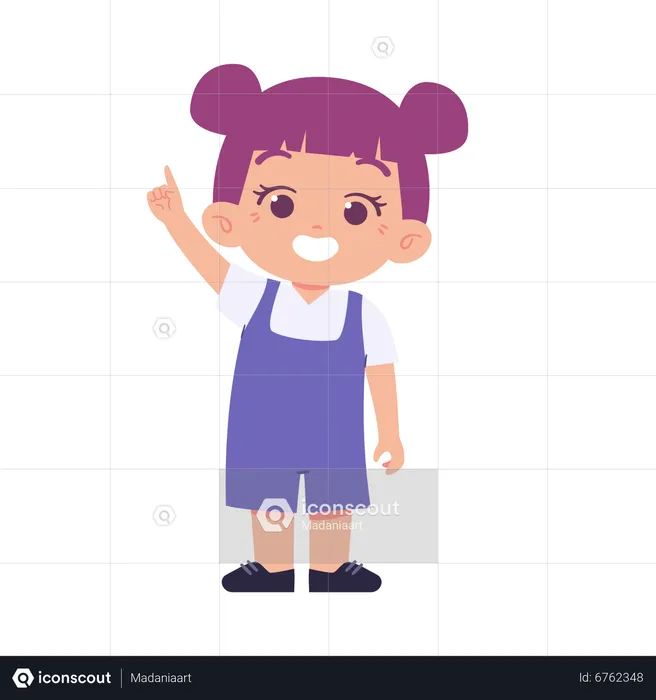 Little Girl With Pointing Up  Illustration