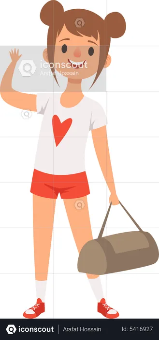Little girl with travel bag  Illustration