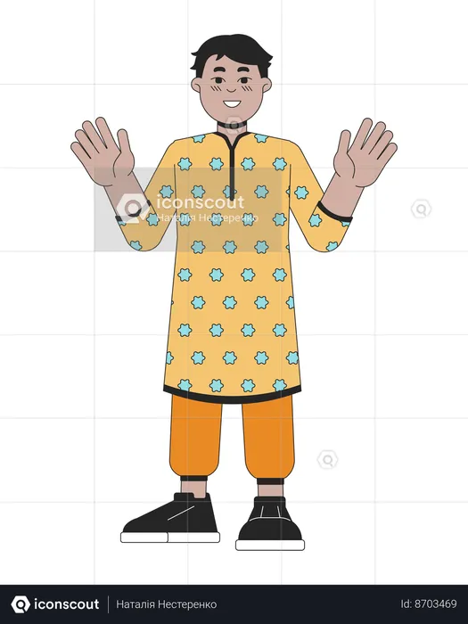 Little indian boy kurta tunic  Illustration