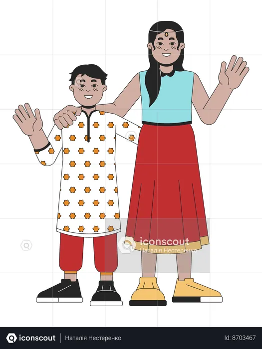 Little indian siblings  Illustration