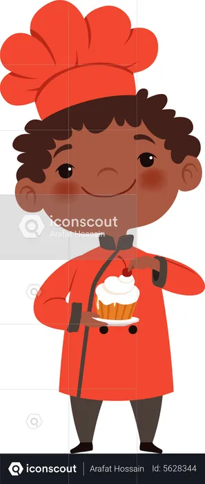 Little Kid Baking Cupcake  Illustration