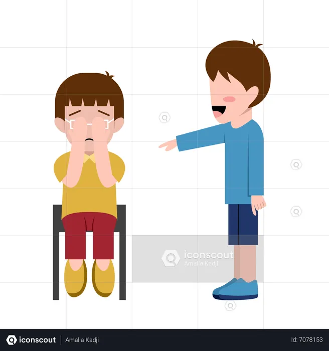Little kid Bullying Another Boy  Illustration