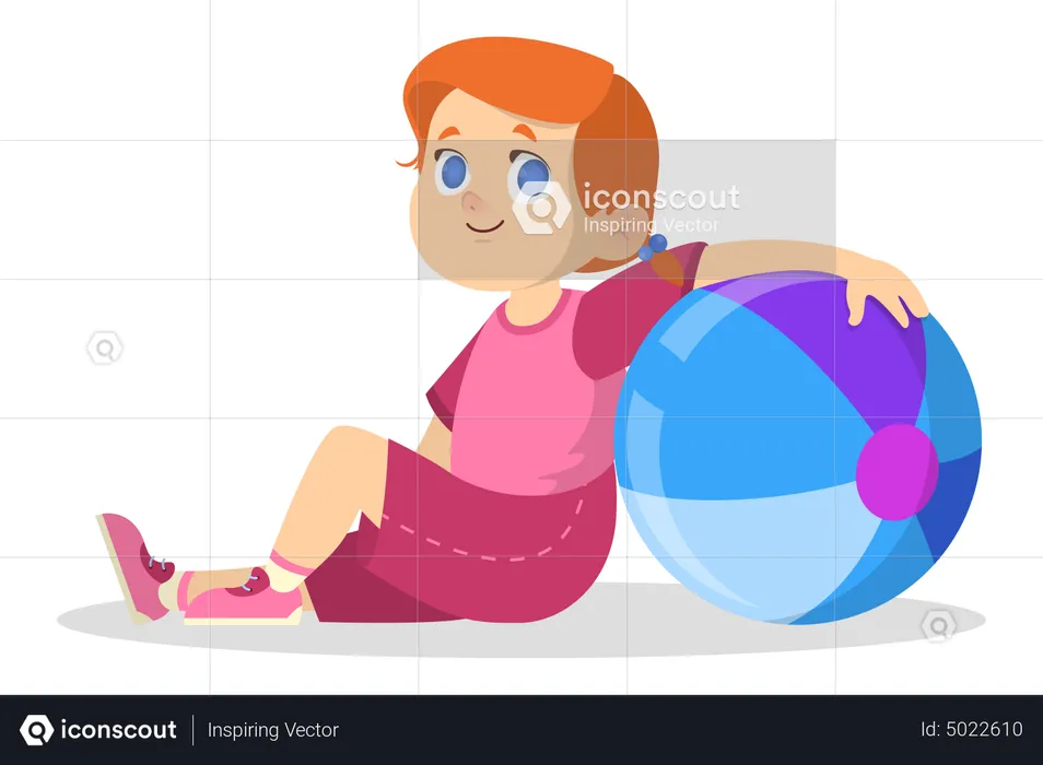 Little kid playing with ball  Illustration