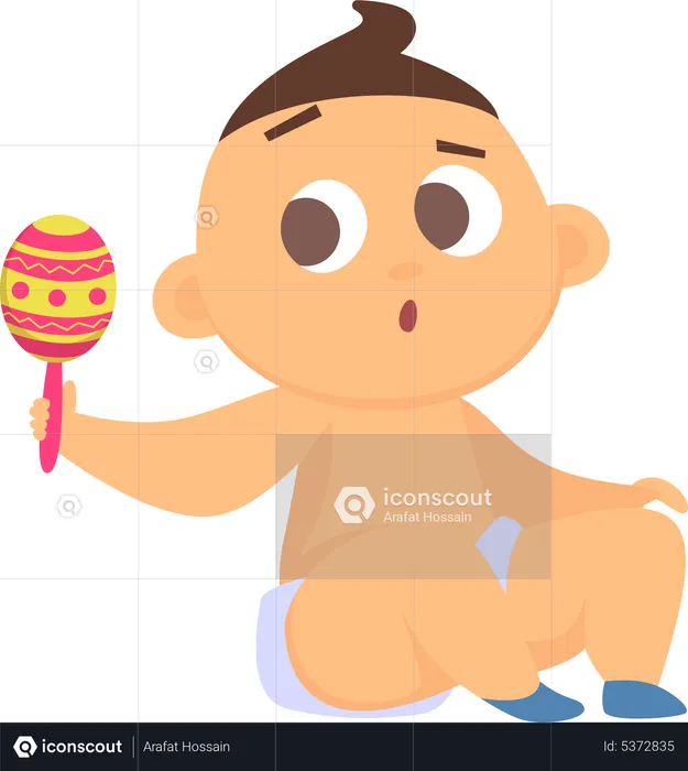 Little kid playing with toy  Illustration