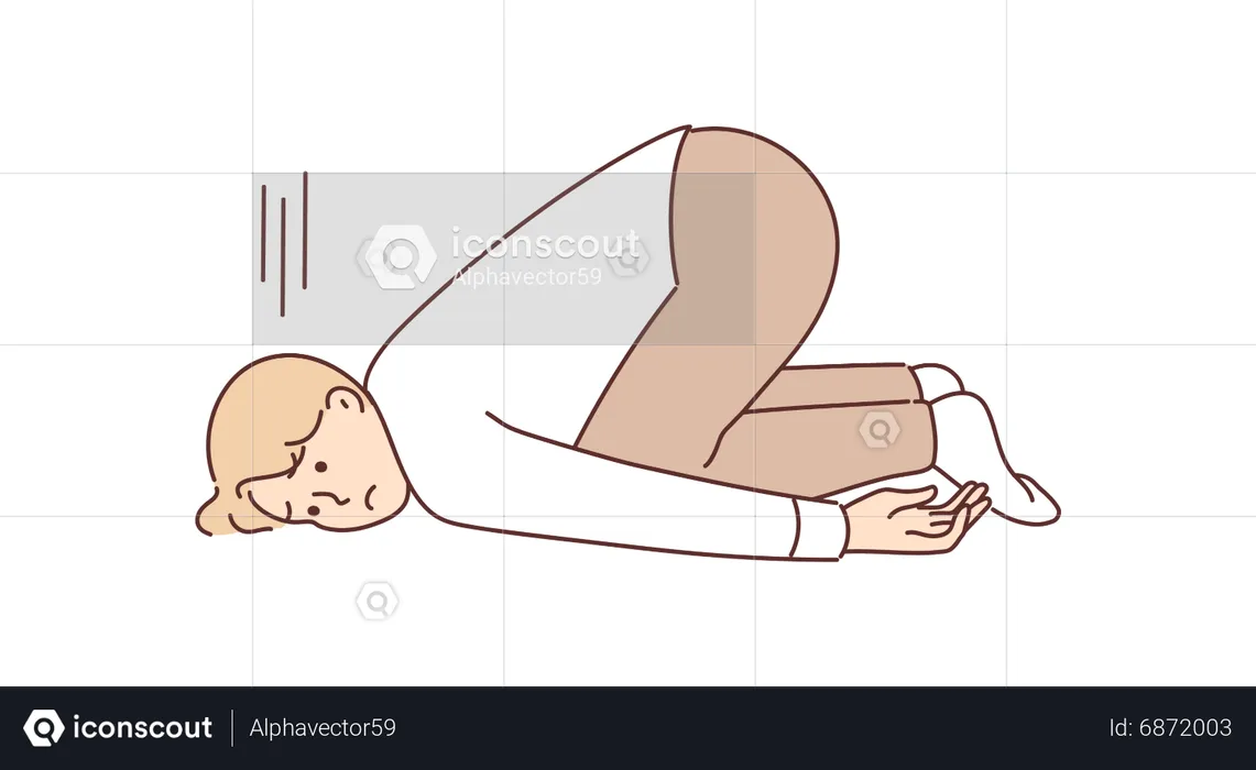 Little kid tired and lay down  Illustration