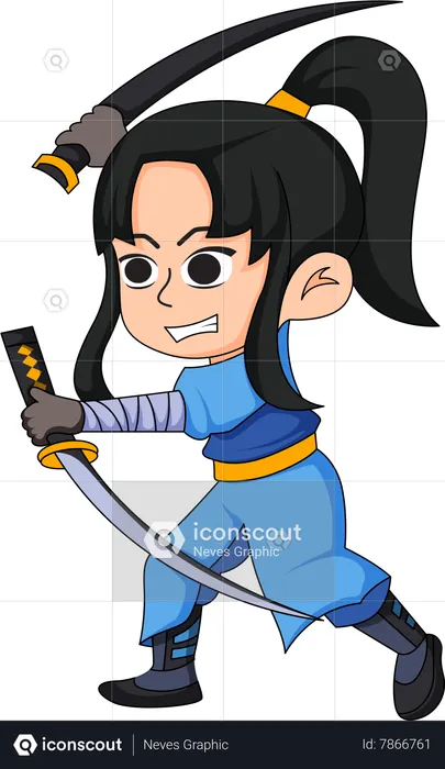 Little Samurai girl  Illustration