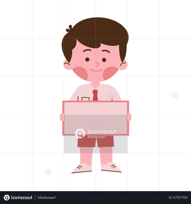 Little School Girl Holding Empty Board  Illustration