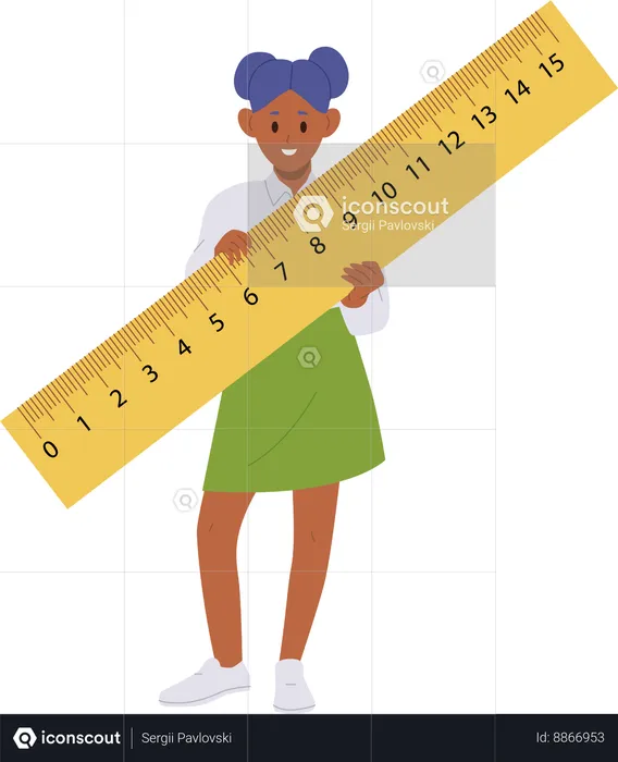 Little schoolgirl holding ruler  Illustration