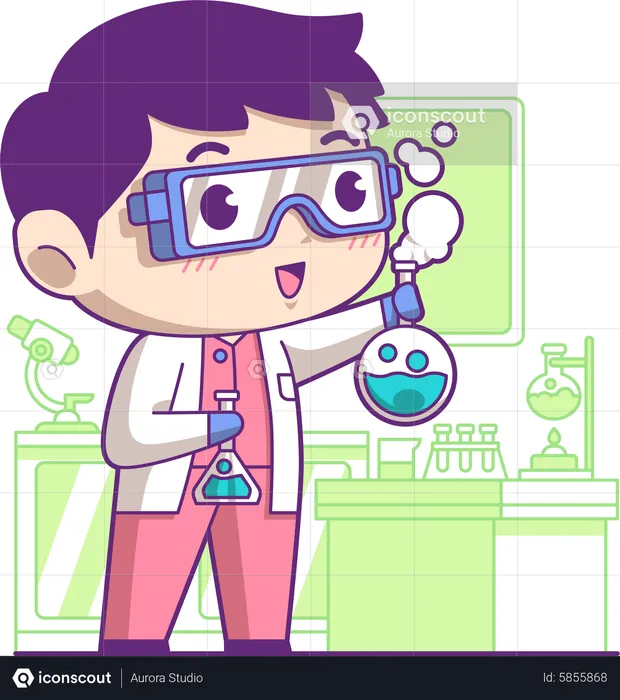 Little scientist doing experiment  Illustration