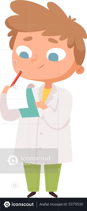 Little Scientist write research note  Illustration