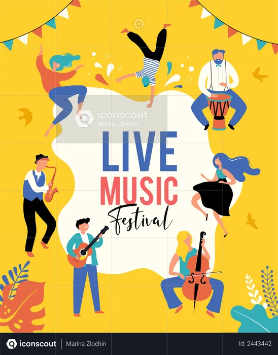 Live music festival banner  Illustration