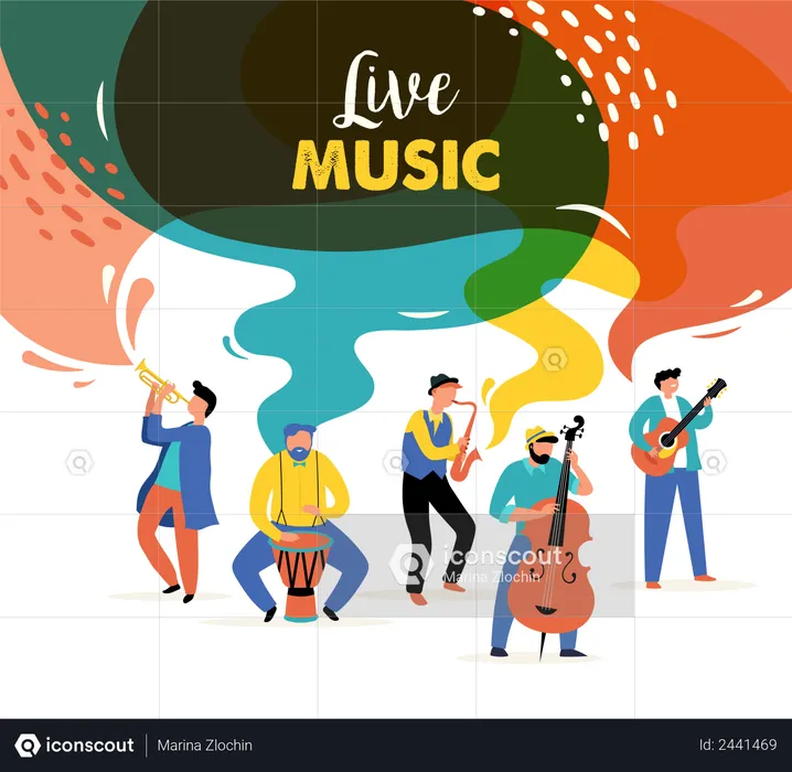 Live music festival, jazz and rock  Illustration