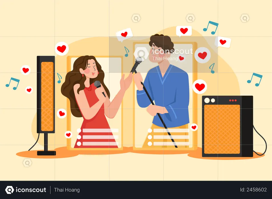Live Musical Concert by sweet couple  Illustration