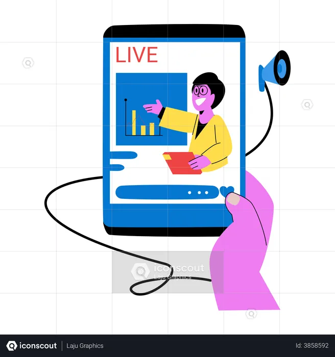 Live podcast on sales report  Illustration