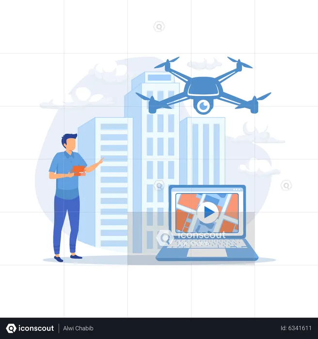 Live streaming droning  Illustration