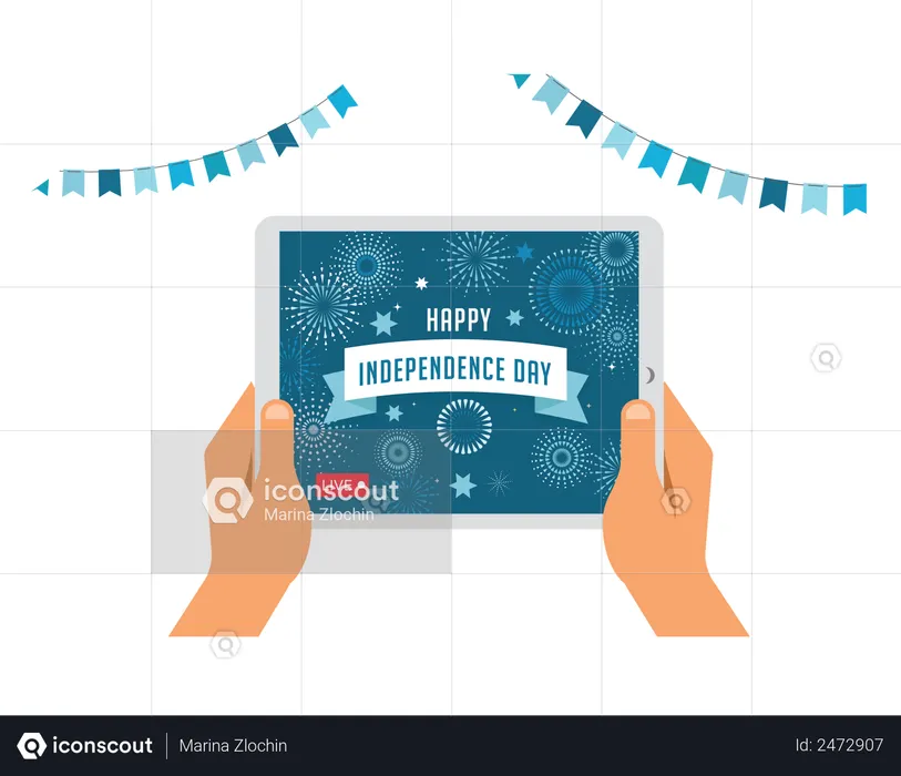Live streaming of Independence day celebration  Illustration