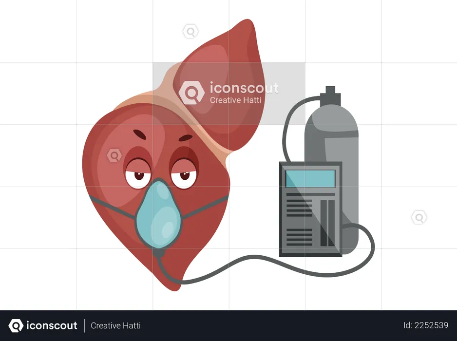 Liver with oxygen cylinder  Illustration