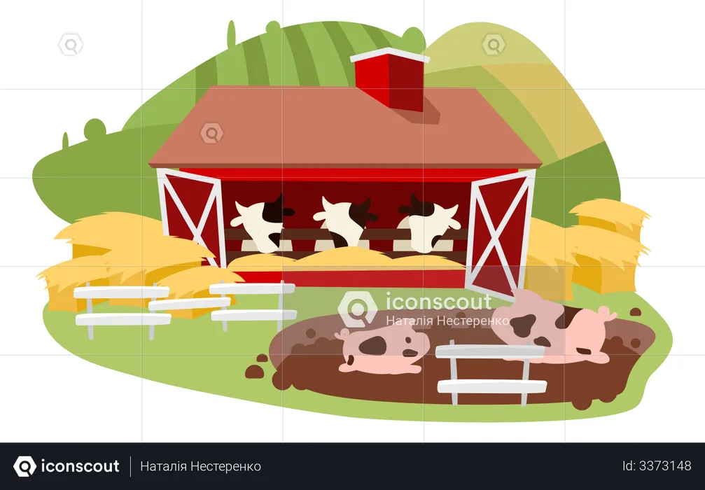 Livestock and cattle farming  Illustration