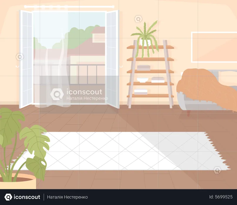 Living room with balcony  Illustration