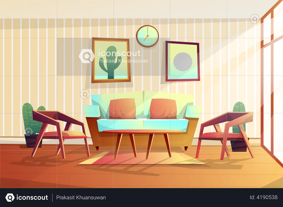 Living room with sofa and chair  Illustration