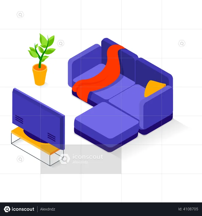 Living room with TV  Illustration