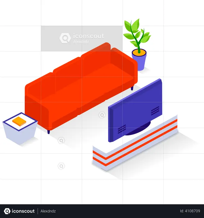 Living room with TV  Illustration