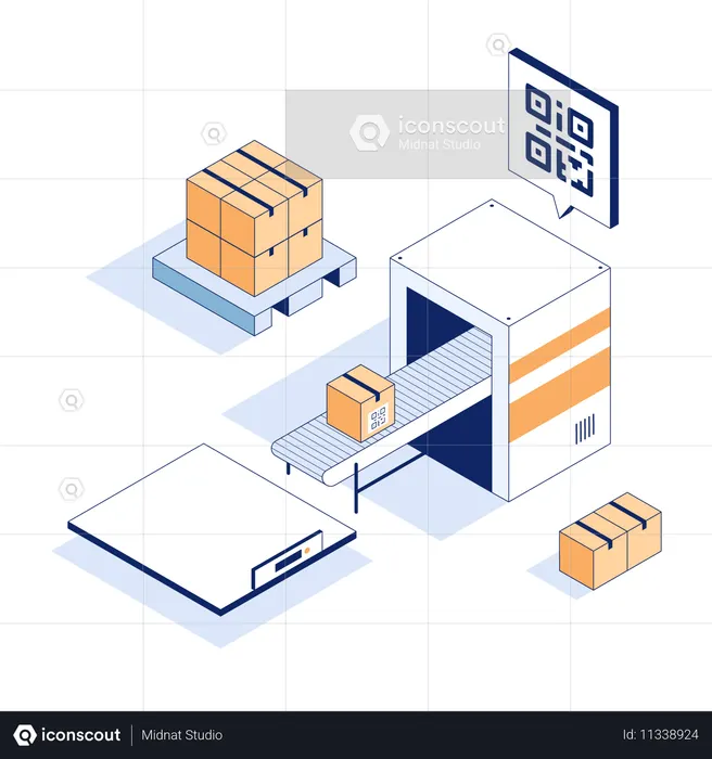 Scan de code-barres de colis de livraison  Illustration