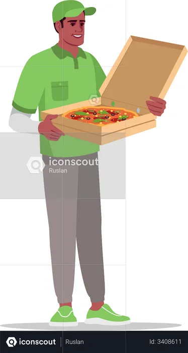 Livraison de pizza par pizzaboy  Illustration