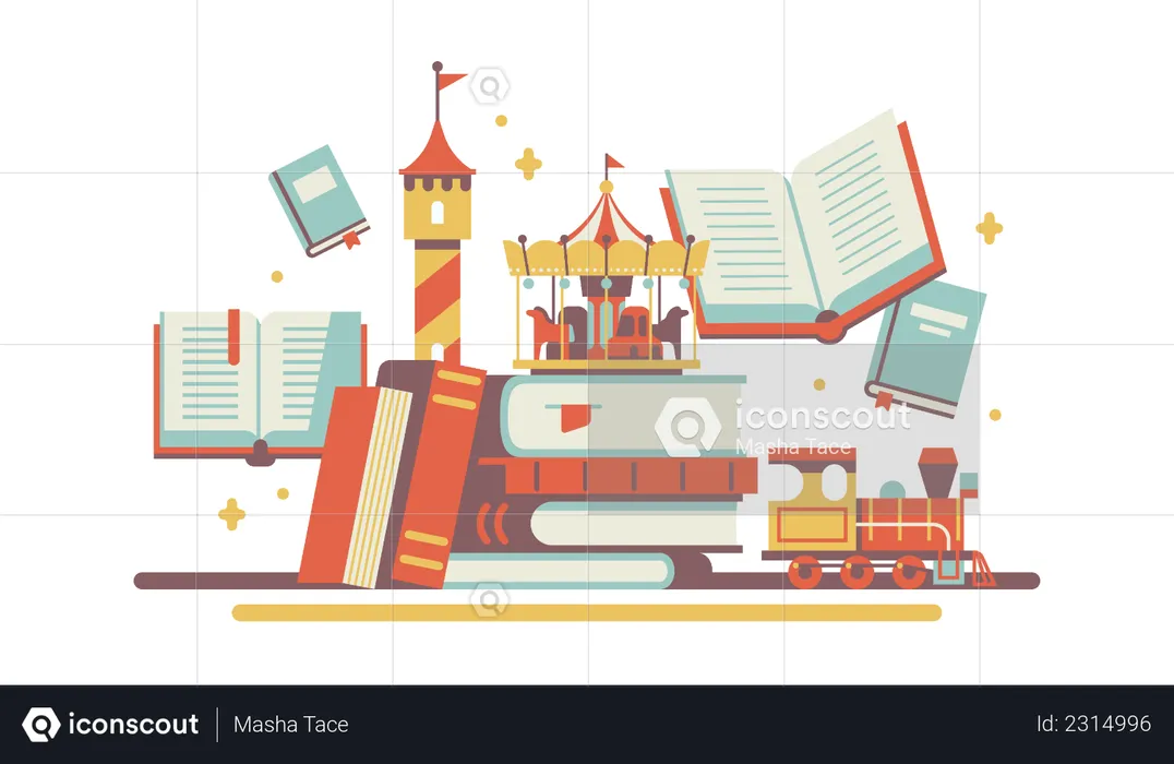 Livres et histoires pour enfants avec toutes sortes de livres  Illustration