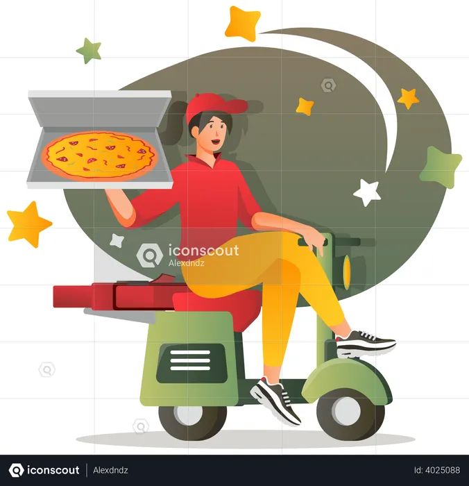 Livreur de pizza  Illustration