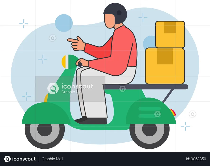 Livreur sur scooter  Illustration