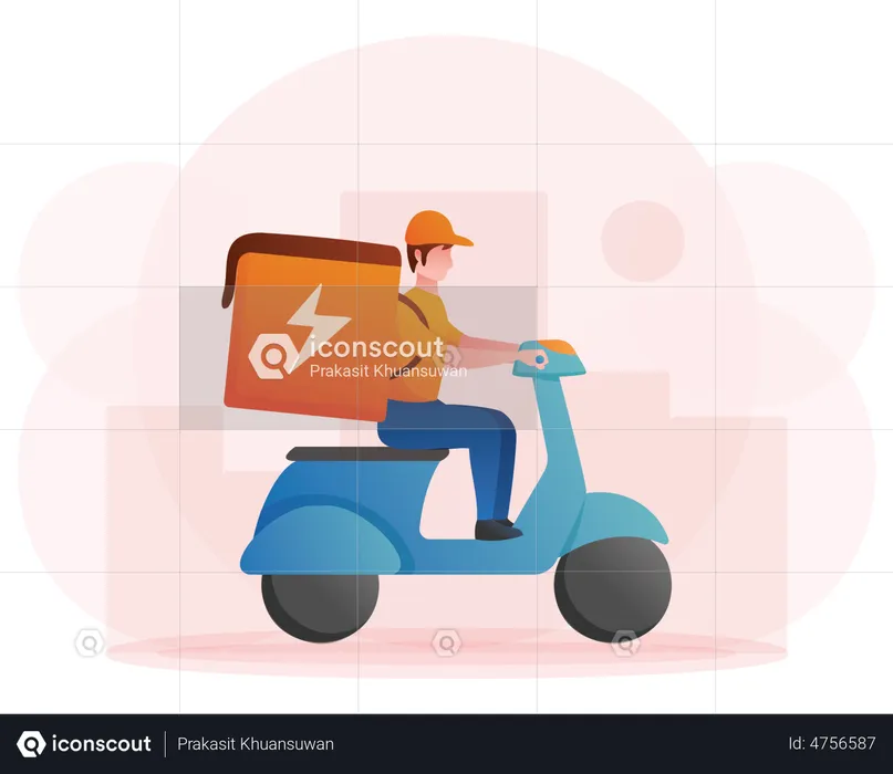 Livreur en scooter  Illustration