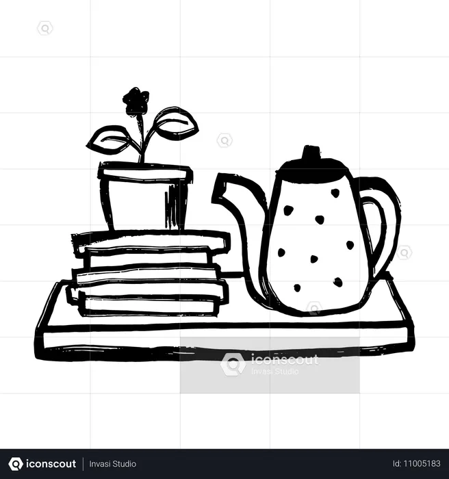 Livros e flores  Ilustração