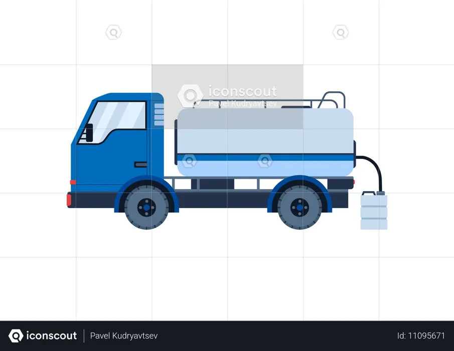 LKW liefert Trinkwasser in Regionen mit Wasserknappheit  Illustration