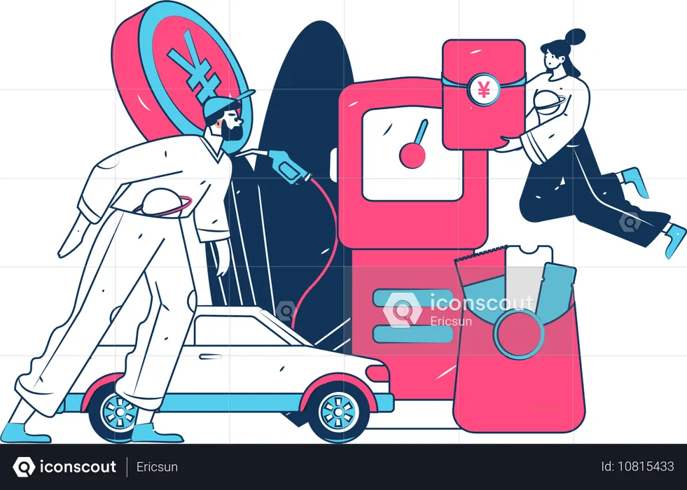 Llenar gasolina en el auto  Ilustración