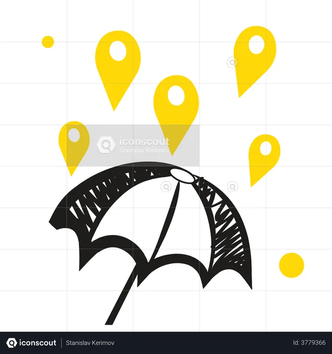 Lluvia de marcadores GPS  Ilustración