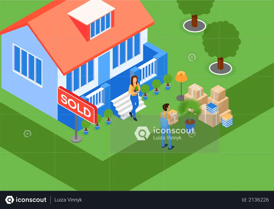 Loading and Sorting Things after selling home  Illustration