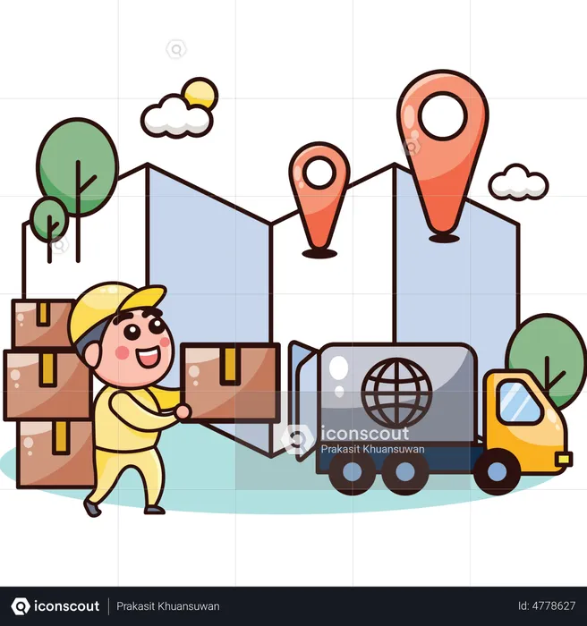 Loading Delivery Packages  Illustration