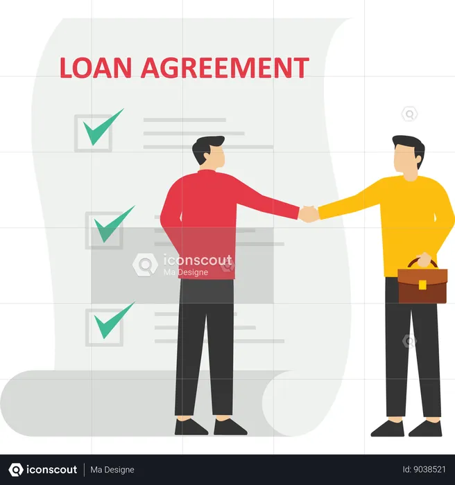 Loan agreement borrow money from bank  Illustration