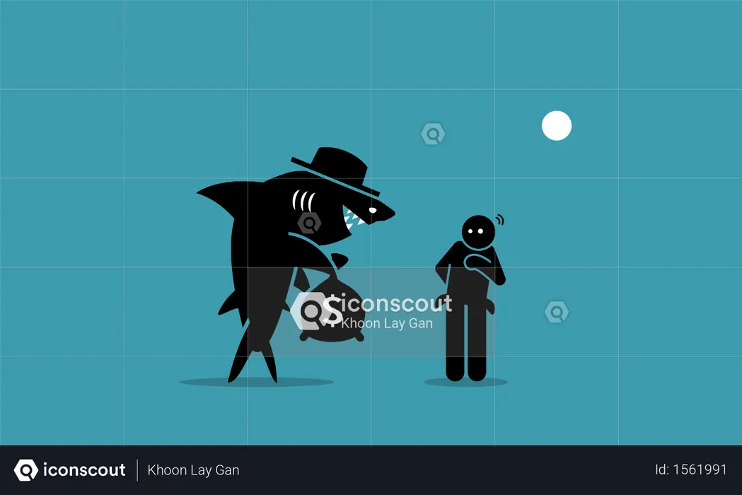 Loan shark and a poor man  Illustration
