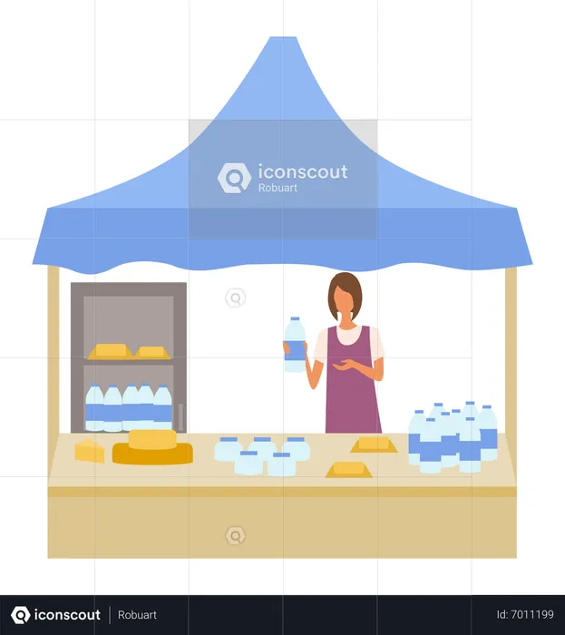 Local dairy products stall  Illustration