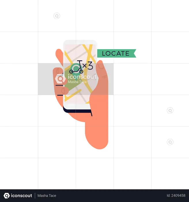 Locate electric Scooter Location  Illustration