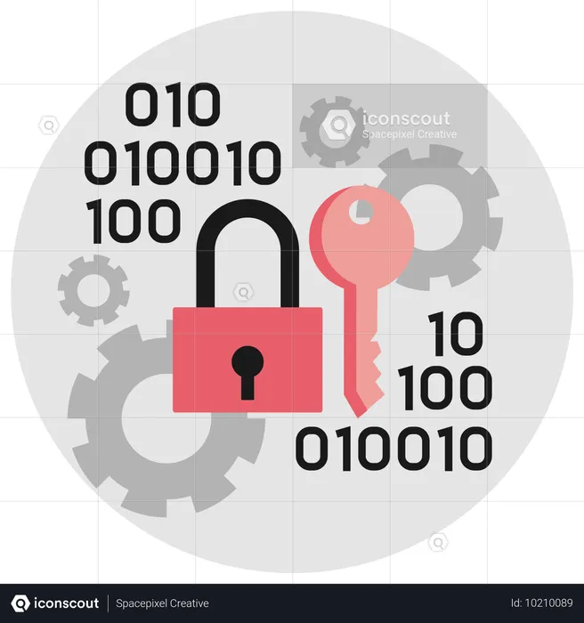 Locked data with binary code  Illustration