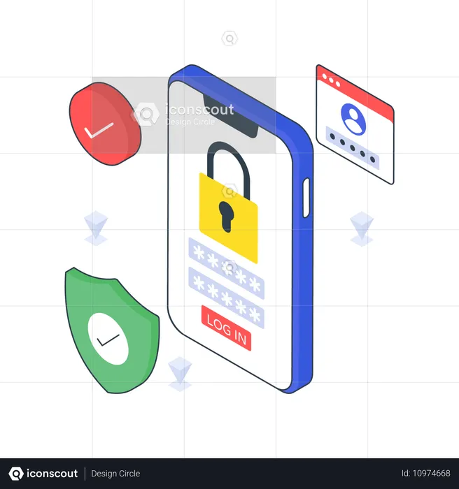 Login seguro no celular  Ilustração