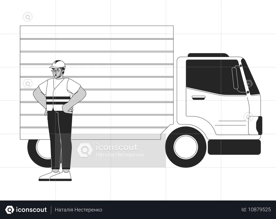 Logistic worker with delivery truck  Illustration