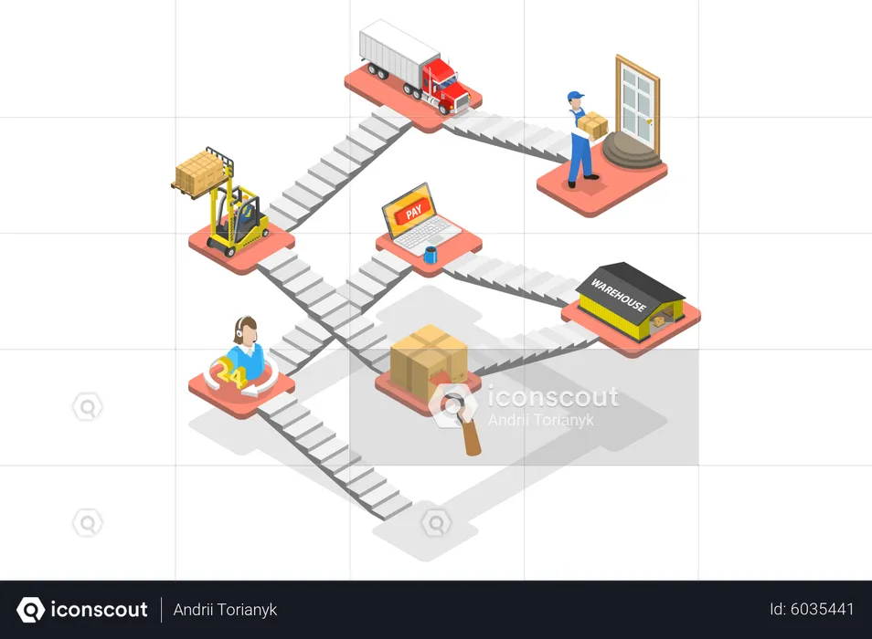 Logistics Delivery to Customers Door  Illustration