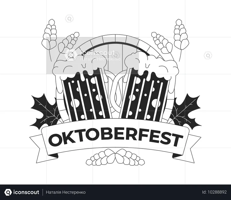 Logo de l'Oktoberfest avec chopes à bière  Illustration